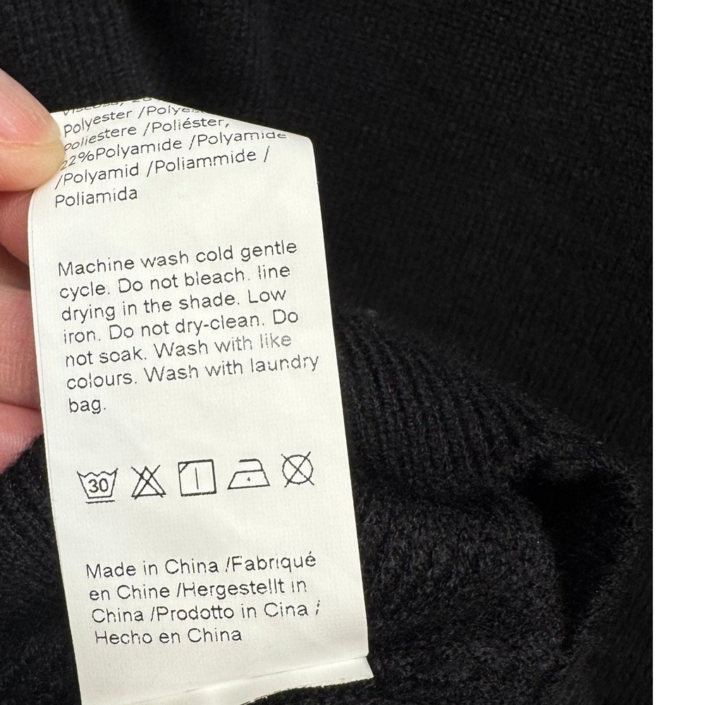 Runcati Mens Quarter Zip Sweater Black Mock Neck Plaid Trim QT1824 Size L NEW - Picture 6 of 7